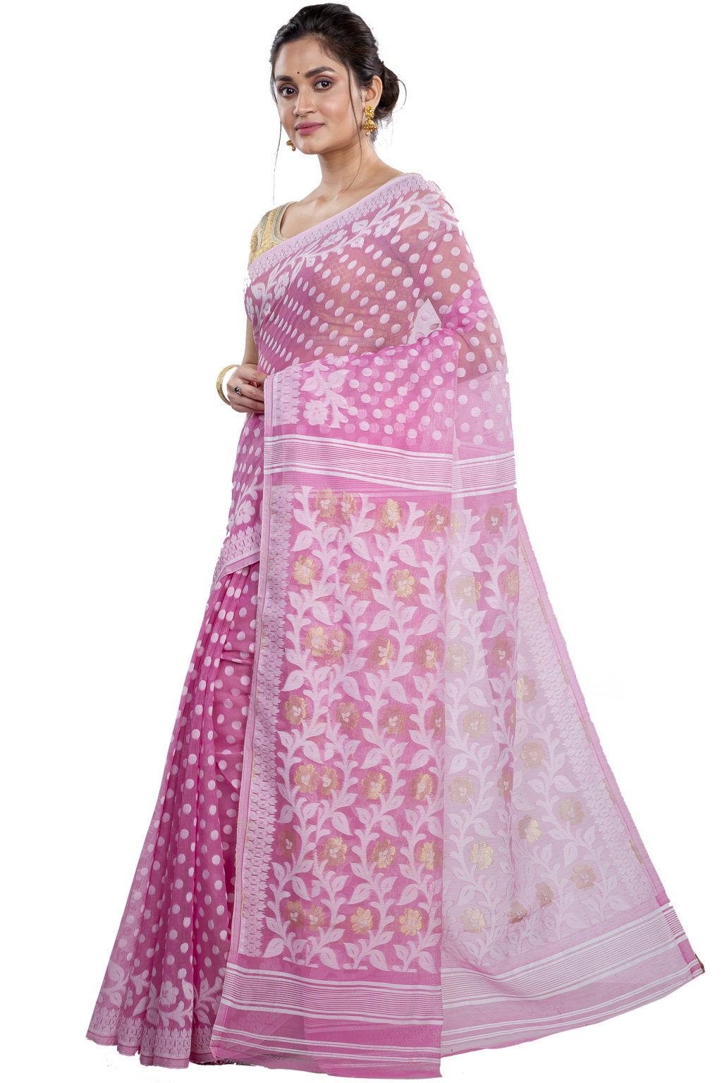 Pink Pure Cotton Boll_Jamdani Jamdani Saree (814)